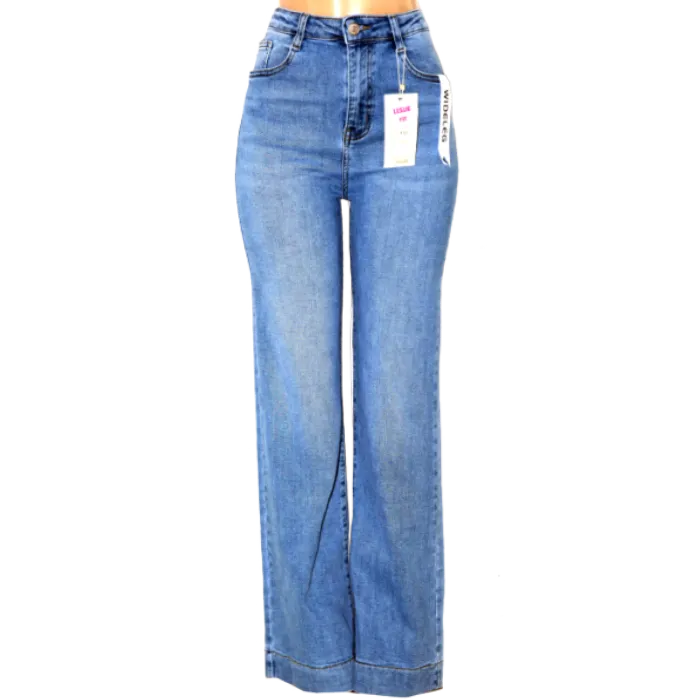 Calça Jeans Feminina Wide Leg – Azul-Claro