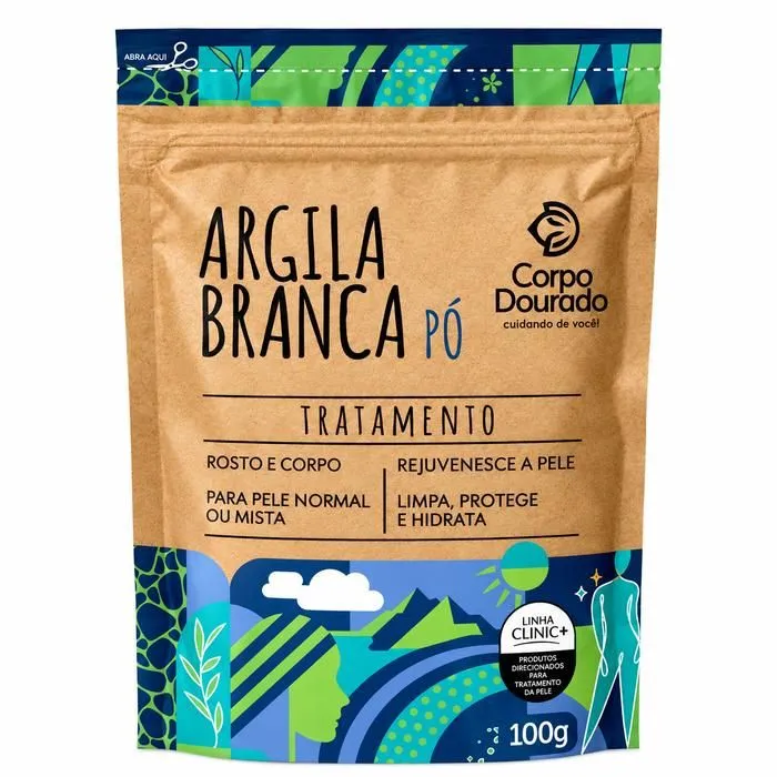 Argila Branca em Pó da Corpo Dourado