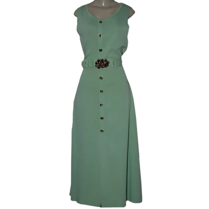 Vestido Feminino Midi Verde com Cinto